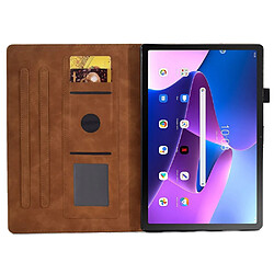 Etui en PU fonction d'éveil/veille automatique avec porte-cartes pour votre Lenovo Tab M10 (Gen 3) - marron