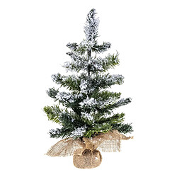 Feeric Lights And Christmas Sapin de Noël artificiel Blooming effet enneigé avec pot couvert de jute - H. 50 cm - Vert et blanc