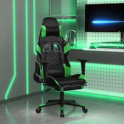 Maison Chic Chaise de jeu, Chaise gaming avec repose-pied, Fauteuil gamer,Chaise de Bureau Noir et vert Similicuir -GKD91108