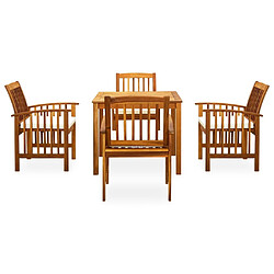 Maison Chic Mobilier à dîner 5 pcs de jardin avec coussins - Ensemble table et chaises d'extérieur - Salon/Mobilier de jardin classique Acacia solide -MN59521