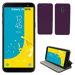 Samsung Galaxy J6 2018 : Etui luxe violet Ultra Slim Style Cuir avec stand - Housse coque de protection smartphone Galaxy J6 4G - Accessoires pochette case XEPTIO