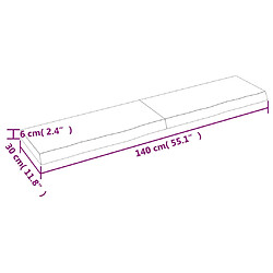 vidaXL Étagère murale 140x30x(2-6) cm bois de chêne massif non traité pas cher