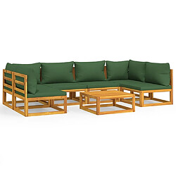 Maison Chic Salon de jardin 7 pcs + coussins - Mobilier/Meubles de jardin - Table et chaises d'extérieur vert bois massif -MN58403