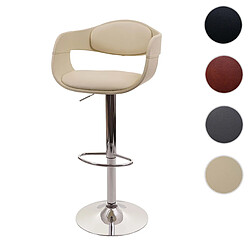 Mendler Tabouret de bar HWC-A47b, chaise de bar tabouret de comptoir, design rétro, bois simili cuir ~ crème