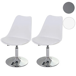 Mendler 2x chaise pivotante Malmö T501, réglable en hauteur, similicuir ~ blanc