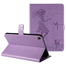 Etui en PU motif fille et chat violet pour votre iPad mini (2021)