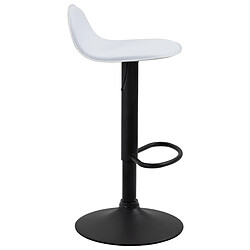 Acheter Decoshop26 Lot de 2 tabourets de bar avec repose-pieds en PVC blanc pied trompète en métal noir 10_0004260