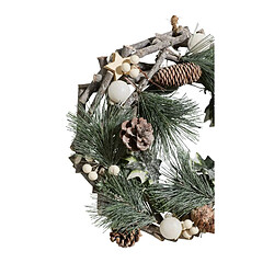 Avis Feeric Lights And Christmas Couronne de noël à suspendre en bois avec boules et pommes de pin - Diamètre 32 cm - Vert, Blanc et Marron