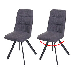 Decoshop26 Lot de 2 chaises de salle à manger confortable pivotante en velours anthracite cadre en acier 04_0007358