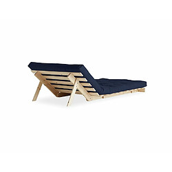 Inside 75 Fauteuil convertible futon ROOTS pin naturel coloris bleu marine couchage 90 x 200 cm. pas cher