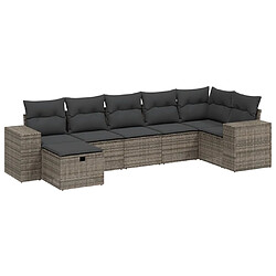 vidaXL Salon de jardin avec coussins 7 pcs gris résine tressée