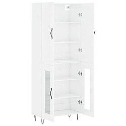 Avis vidaXL Buffet haut Blanc brillant 69,5x34x180 cm Bois d'ingénierie