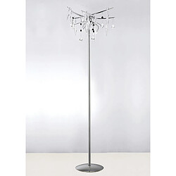 Luminaire Center Lampadaire Cygnet 6 Ampoules chrome poli/blanc dépoli/cristal