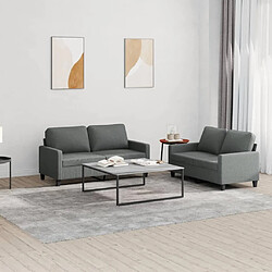 Maison Chic Ensemble de canapés 2 pcs avec coussins, Canapé droit Sofa pour Salon Gris foncé Tissu -GKD113586