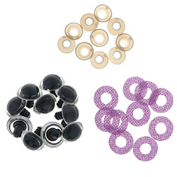 10pcs yeux de jouets de sécurité en plastique + non tissés paillettes + rondelle 20mm violet pas cher