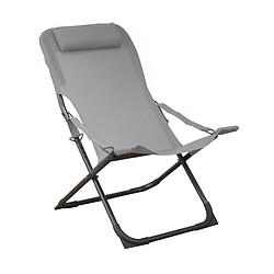 Proloisirs Chaise relax en acier et toile Easy perle.