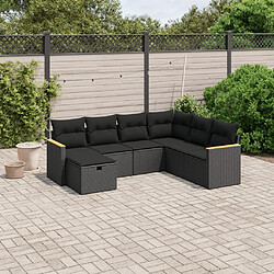 Maison Chic Ensemble Tables et chaises d'extérieur 7pcs avec coussins,Salon de jardin noir résine tressée -GKD806755