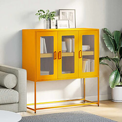 Avis vidaXL Buffet jaune moutarde 100,5x39x107 cm acier laminé à froid