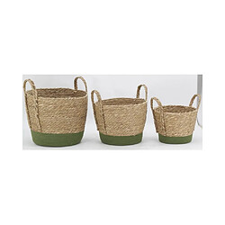 Acheter Aubry Gaspard Cache-pots en jonc naturel et coton vert (lot de 3).