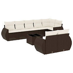 vidaXL Salon de jardin avec coussins 9 pcs marron résine tressée