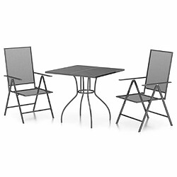 Salle à manger de jardin 3 pcs,Table et chaise à dîner anthracite acier -MN92007