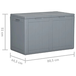 vidaXL Boîte de rangement de jardin 180 L Gris PP Rotin pas cher