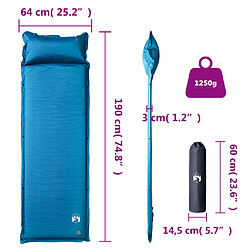 vidaXL Matelas de camping autogonflant oreiller 1 personne turquoise pas cher