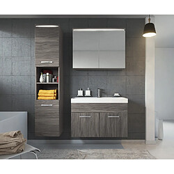 Auco Meuble de salle de bain de Paso 80x40cm lavabo Bodega (gris) – Armoire de rangement Meuble lavabo armoire miroir