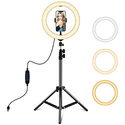 Yonis Kit Lumière Anneau LED 26cm + Trépied 1.1m Pour Vlog Et Diffusion En Direct