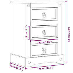 vidaXL Table de chevet Corona 45x35x64 cm bois de pin massif pas cher