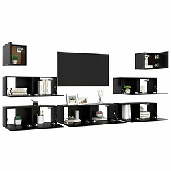 Avis Maison Chic Ensemble de meubles TV 7 pcs | Banc TV Moderne pour salon | Meuble de Rangement - Noir Aggloméré -MN98142