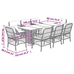 vidaXL Ensemble à manger de jardin et coussins 9 pcs mélange beige pas cher