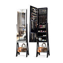 Helloshop26 Armoire à bijoux sur pied avec 12 led doublure intérieure en velours doux angle réglable 36 x 33,5 x 154,5 cm noir 20_0005409