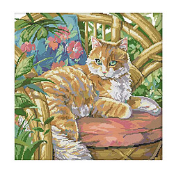 Artisanat Estampillé Kit De Point De Croix-chat Chat Sur Chaise 14CT