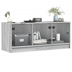 Avis vidaXL Meuble TV avec portes en verre sonoma gris 102x37x42 cm