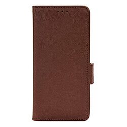 Etui en PU texture litchi, fermeture magnétique, anti-empreinte digitale marron pour votre iPhone 11 Pro Max 6.5 pouces