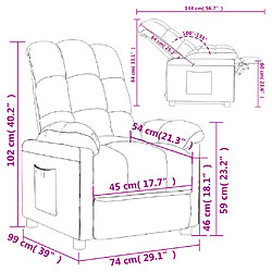 vidaXL Fauteuil inclinable Gris foncé Tissu pas cher