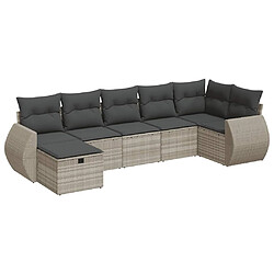 vidaXL Salon de jardin avec coussins 7 pcs gris clair résine tressée