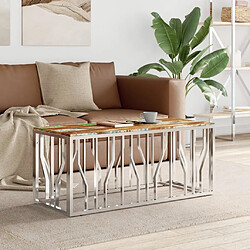 Maison Chic Tabls basse,Table Console pour salon argenté acier inoxydable/bois massif récupération -MN49296