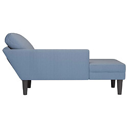 Acheter vidaXL Chaise longue avec coussin bleu tissu en velours côtelé