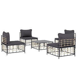 Avis Maison Chic Salon de jardin 5 pcs + coussins - Mobilier/Meubles de jardin - Table et chaises d'extérieur anthracite résine tressée -MN77585