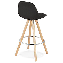 Acheter Alterego Tabouret snack mi-hauteur design 'DANI MINI' en tissu noir et pieds en bois naturel