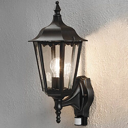 Lumière Grande Lanterne d'Extérieur Classique Up Light PIR Noir, IP44