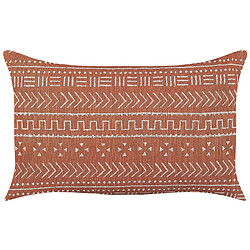 Beliani Coussin ORLAYA Coton 55 x 35 cm Géométrique Impression en bloc Orange