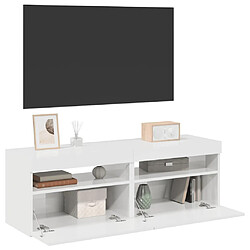 vidaXL Meubles TV avec lumières LED 2 pcs blanc brillant 60x35x40 cm