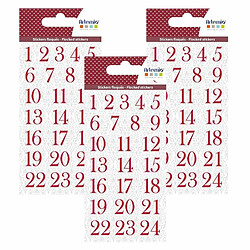 Artemio 3 planches d'autocollants chiffres floqués rouges pour Calendrier de l'Avent