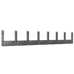 vidaXL Panier de gabion en forme de U avec 8 poteaux Fer 860x20x150 cm