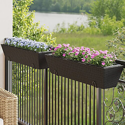 vidaXL Jardinières avec crochets 2 pcs noir résine tressée