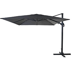 Decoshop26 Parasol professionnel restaurant pour jardin terrasse 3x3m (Ø4,24m) pivotant, polyester aluminium/acier 23kg anthracite sans pied 04_0003291