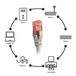 Welly Enjoy WY40157 7m CAT.6 Ethernet Câble Gigabit LAN Réseau - 2x fiches RJ45 - haute vitesse 10/100/1000 Mo/s - UTP - PC/Switch /Router/Modem /TV Box/Consoles de Jeux Vidéo - Colouer Gris pas cher